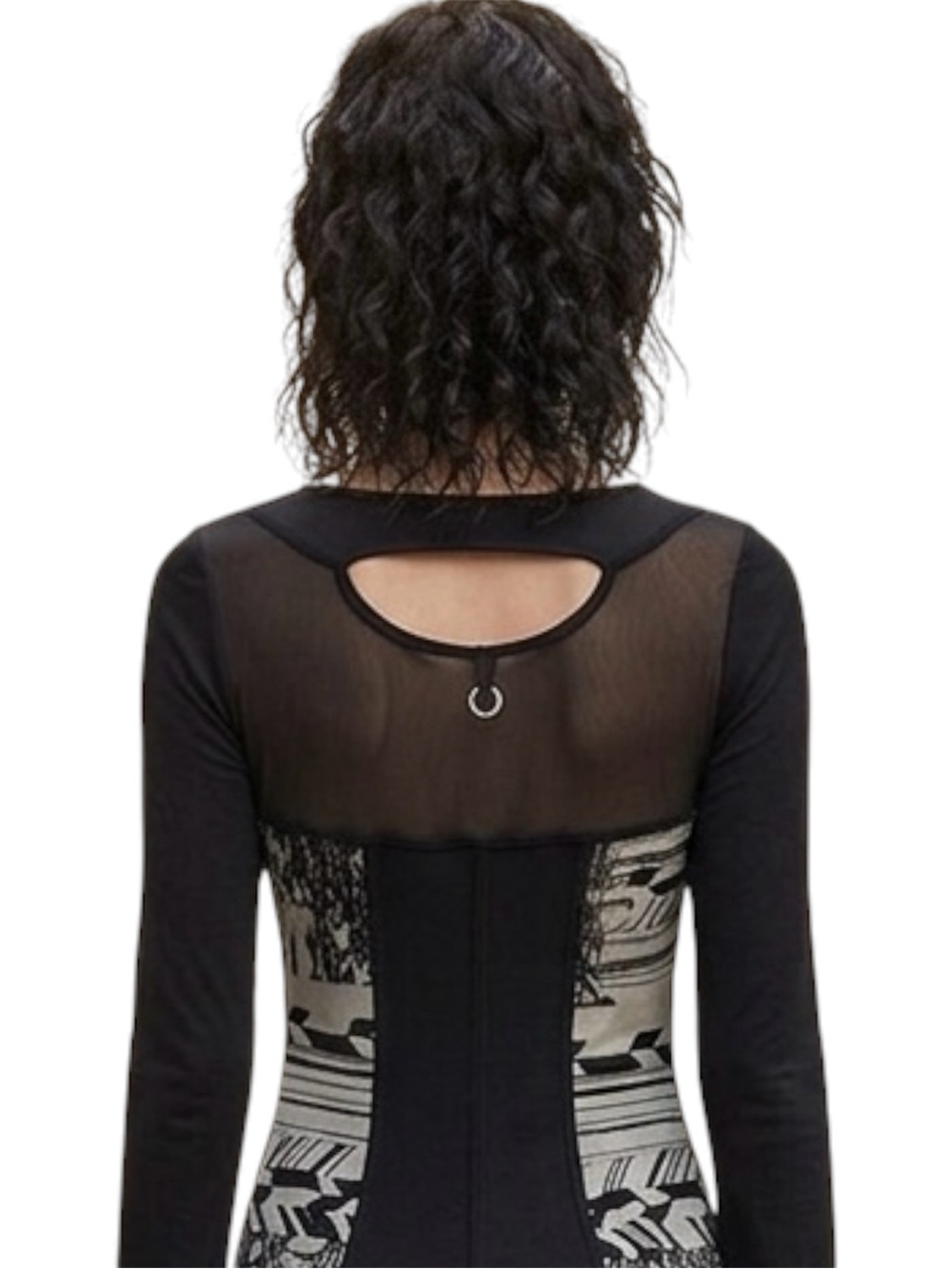 Save The Queen Cutout Maxi Dress Mesh Asymmetrical Overlay Print Size Medium - Picture 2 of 16